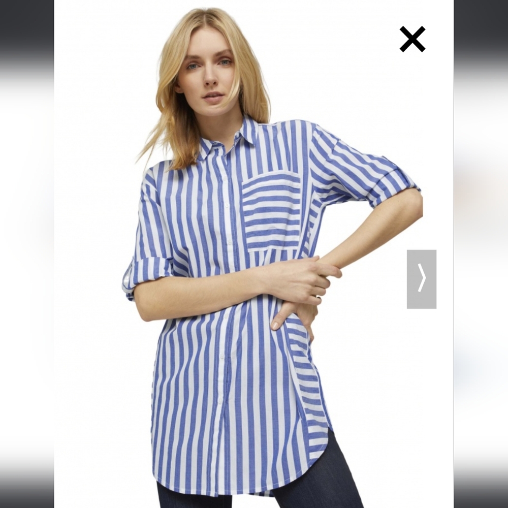 Tom Tailor Blue and White Striped Button Down Shirt